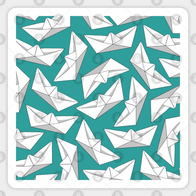 Origami Boat Turquoise Sticker by Sketchbook ni Abi